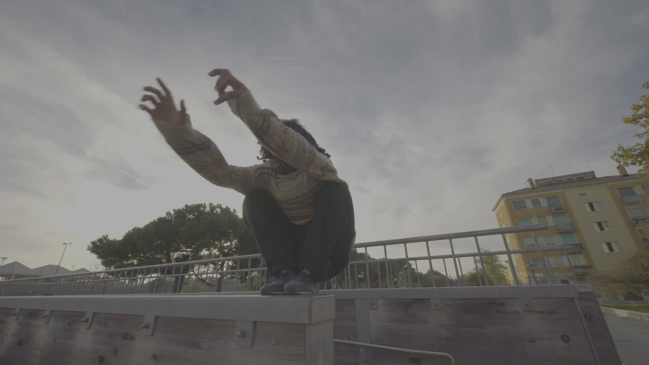 Parkour Jump in Urban Setting