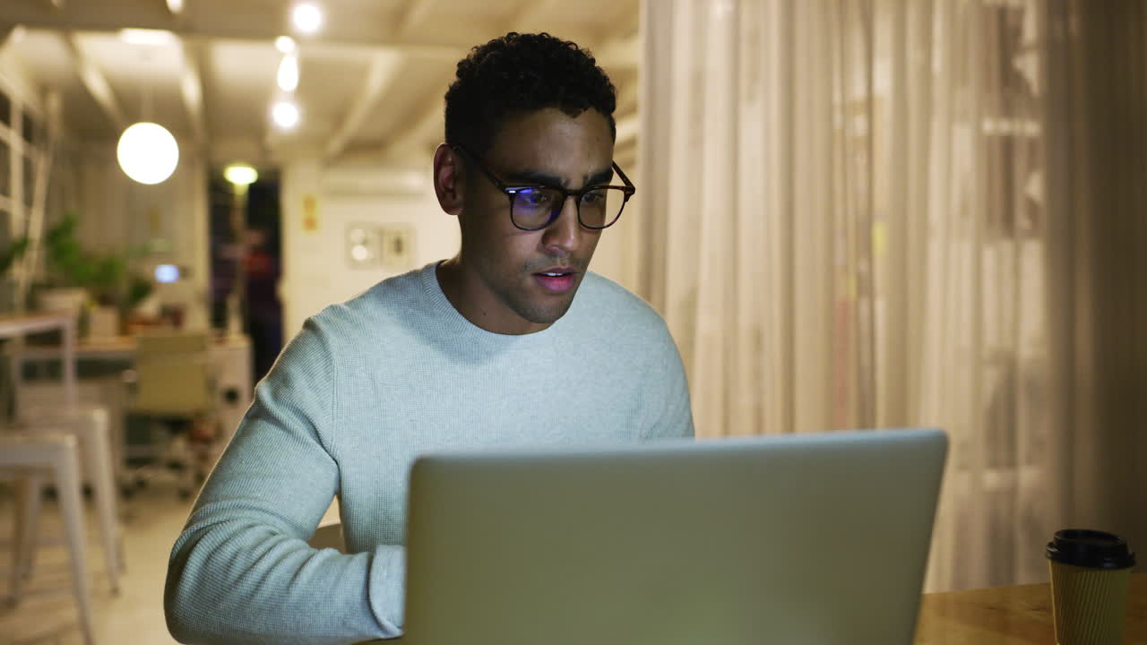 One focused latino male business professional