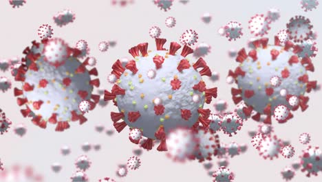 animation of floating virus cells over beige background