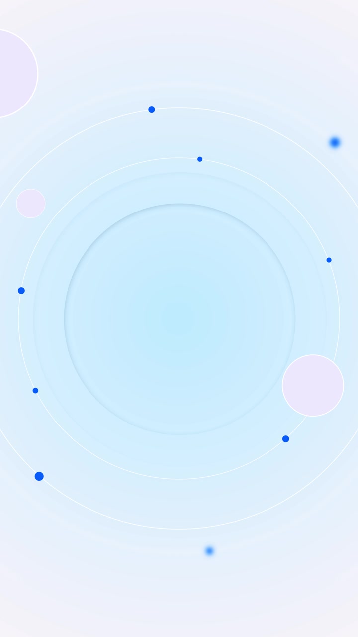 Soft blue geometric layout circular orbit dots gradients clean empty center business explainers