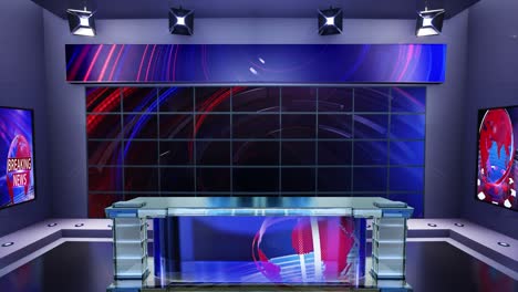 estudio de noticias virtual en 3d con bucle de fondo de noticias en 4k