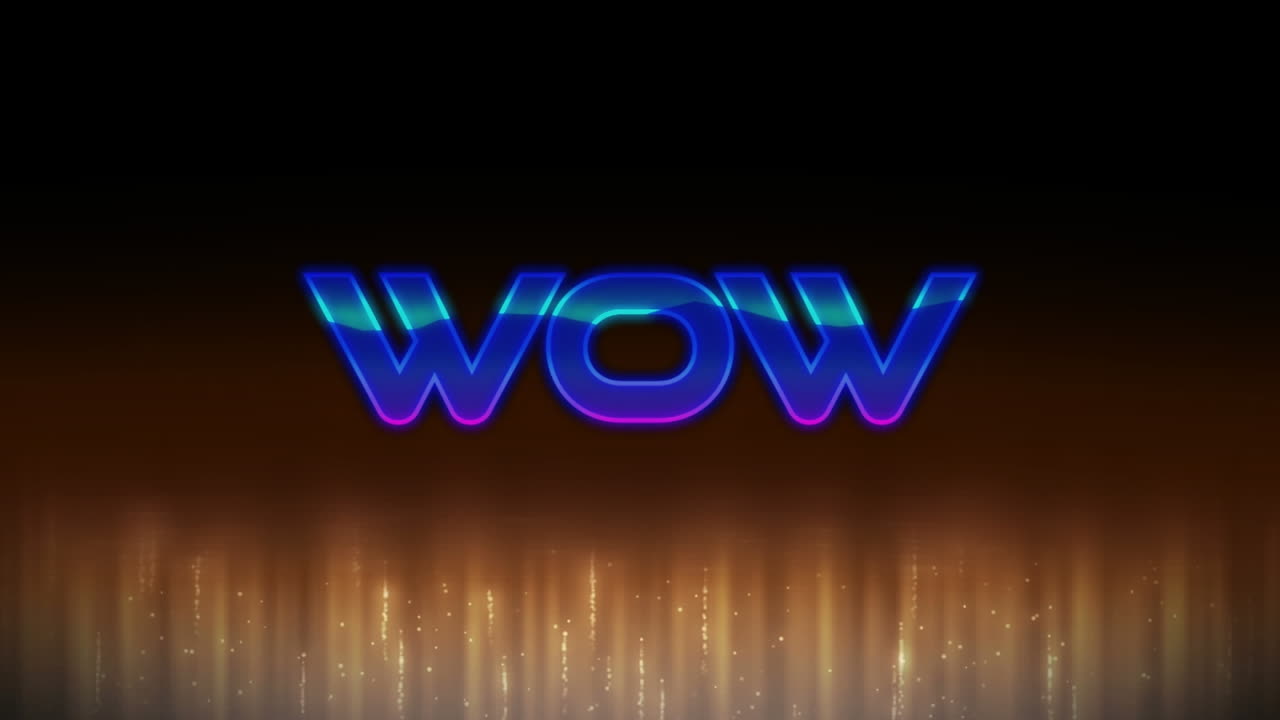 검은 바탕에 와우 텍스트의 애니메이션