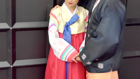 shot of bride - groom with wedding flower