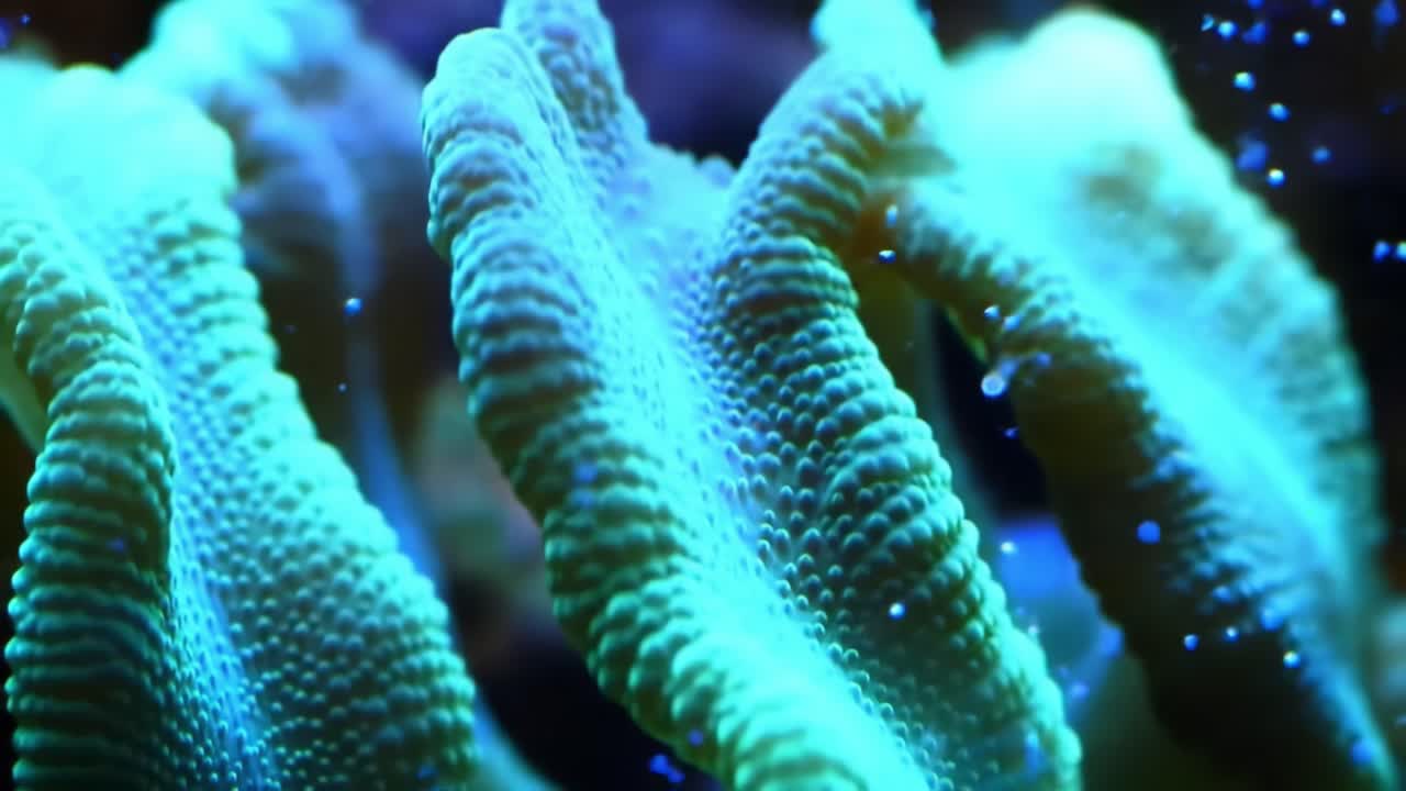 Vibrant Green and Blue Coral Up Close