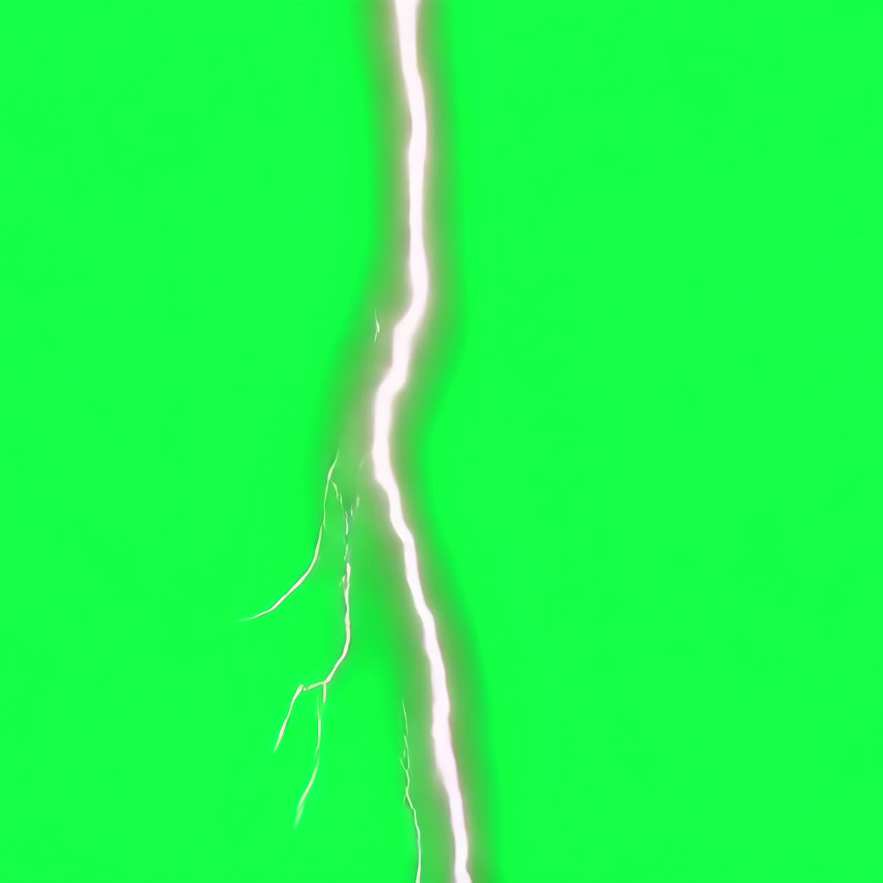 Strong thunder lightning animation, transparent 4K video, green screen
