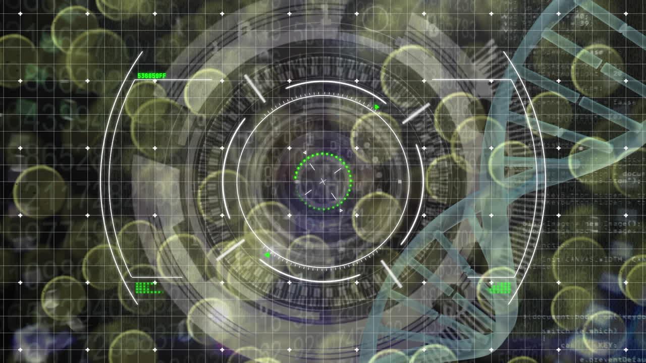 animación de la cadena de adn y procesamiento de datos