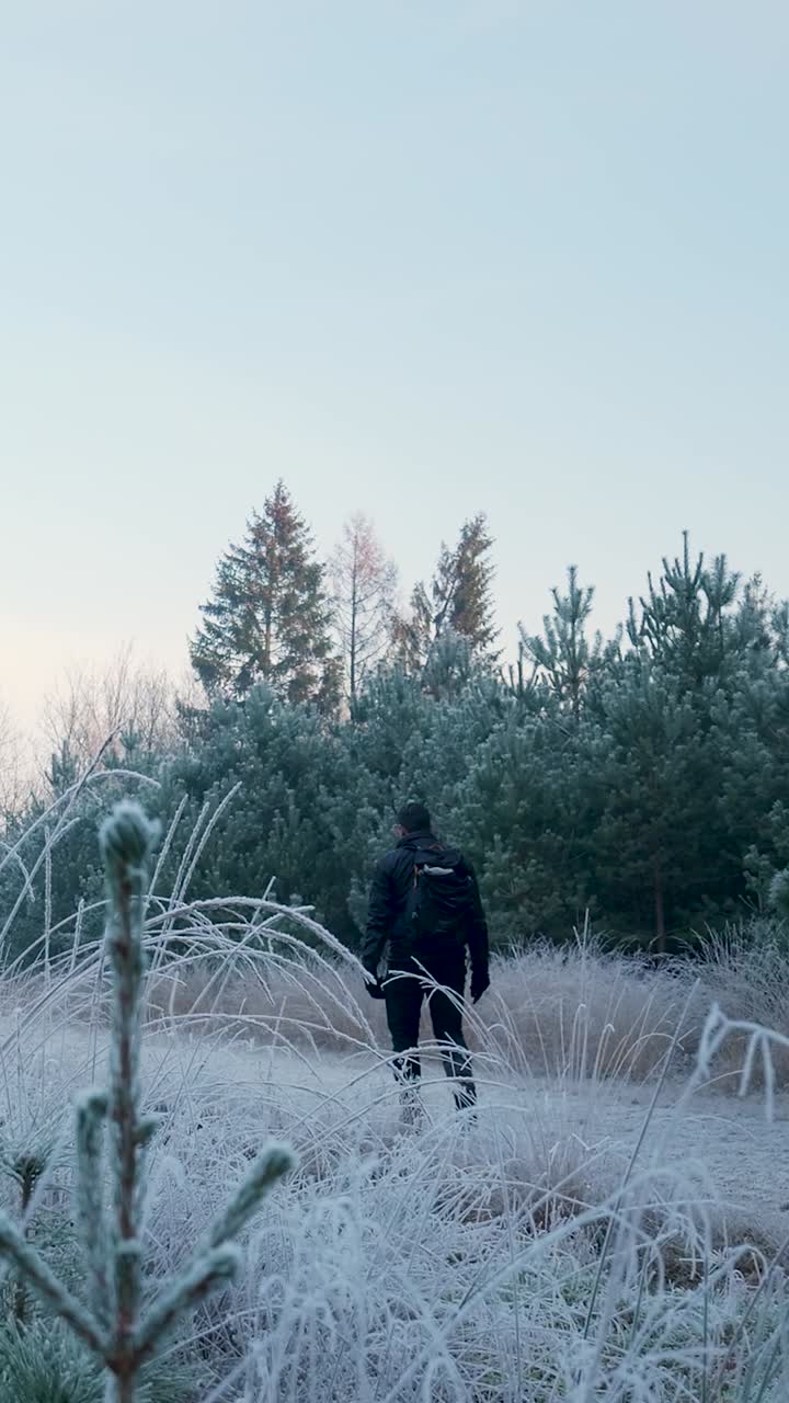 caminata de invierno congelada