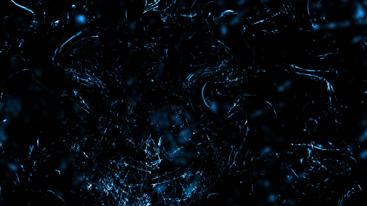 Dark, abstract texture with glowing blue scratches and particles. A seamless loop for sci-fi, horror, or intense grunge-style motion backgrounds