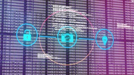 animation of network with digital icons and data processing