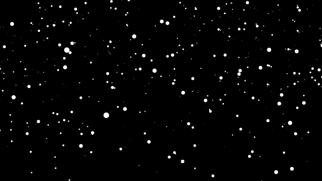 Abstract festive magical background. Twinkling, glitter white round shape particles falling on black background. Flying, flickering, round particles of light, sparkles