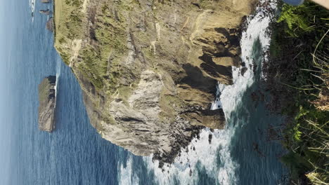 vertical of sao miguel, azores island, coastline atlantic seascape sunny day