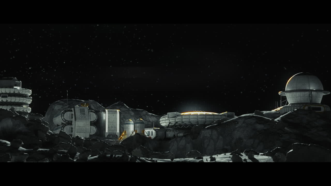 Moon surface with a lunar base