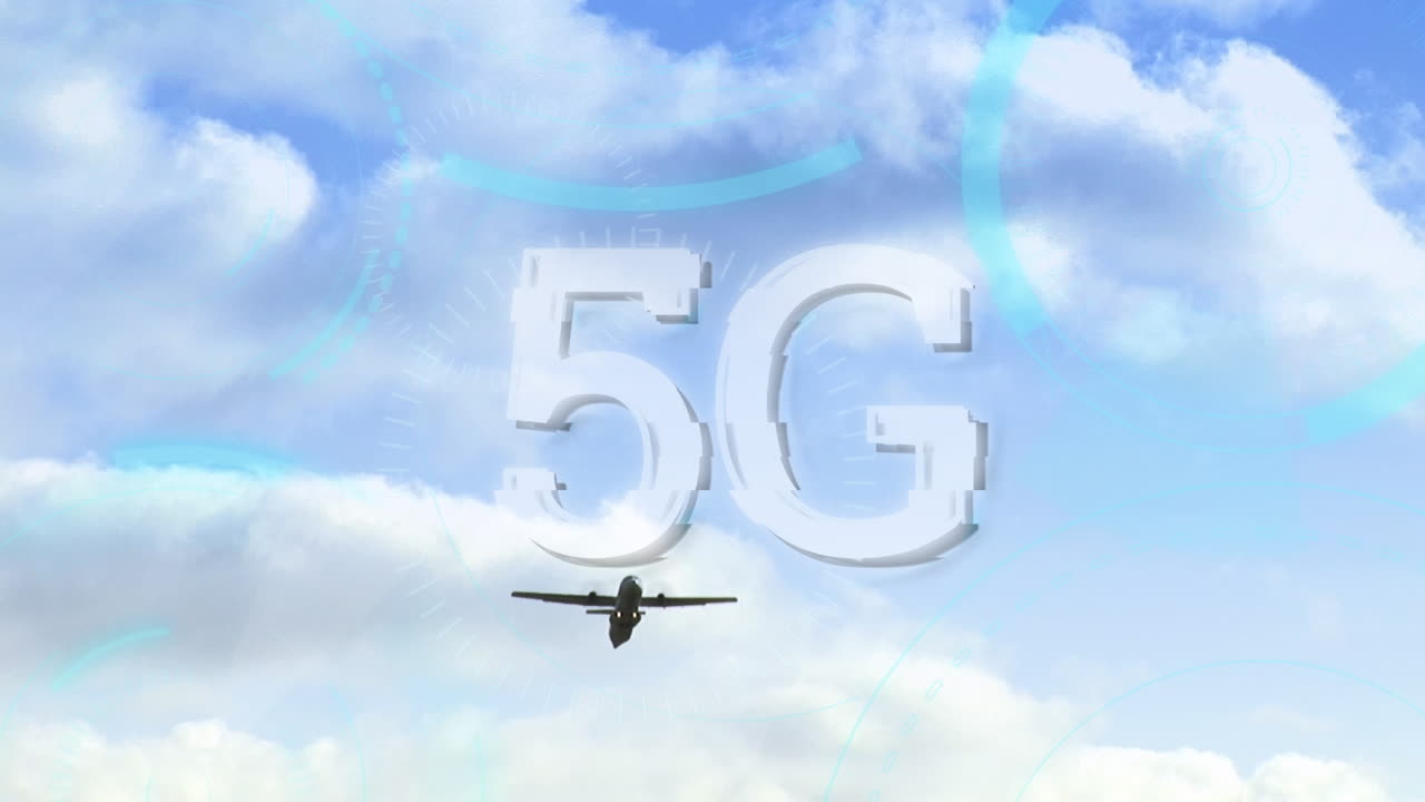 vídeo de la interfaz digital y texto 5g sobre el plano