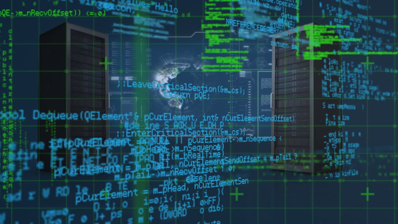 Animation of data processing over grind