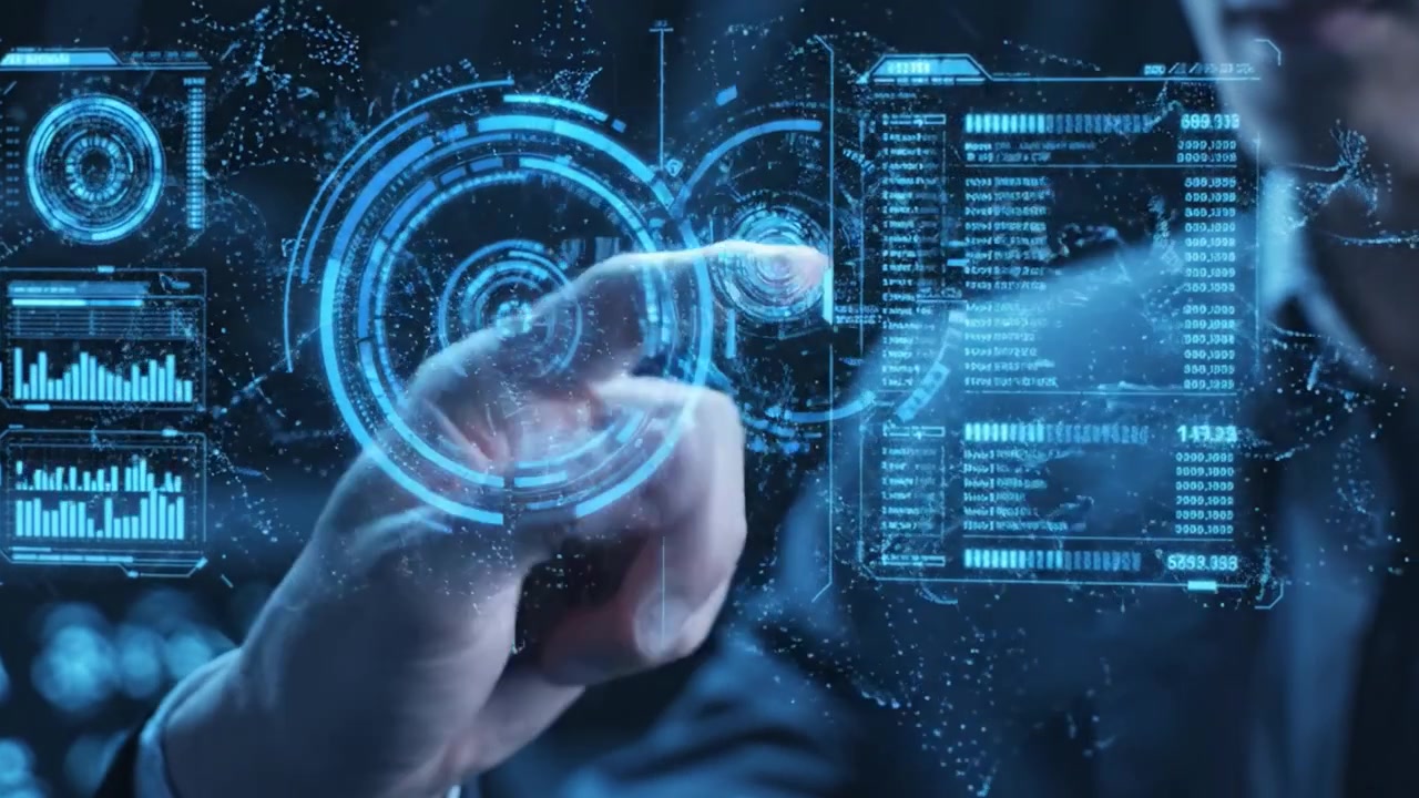 A Futuristic Interaction: Advanced Data Interface Manipulation Showcasing High-Tech Insights and Analytics in a Modern Digital Environment