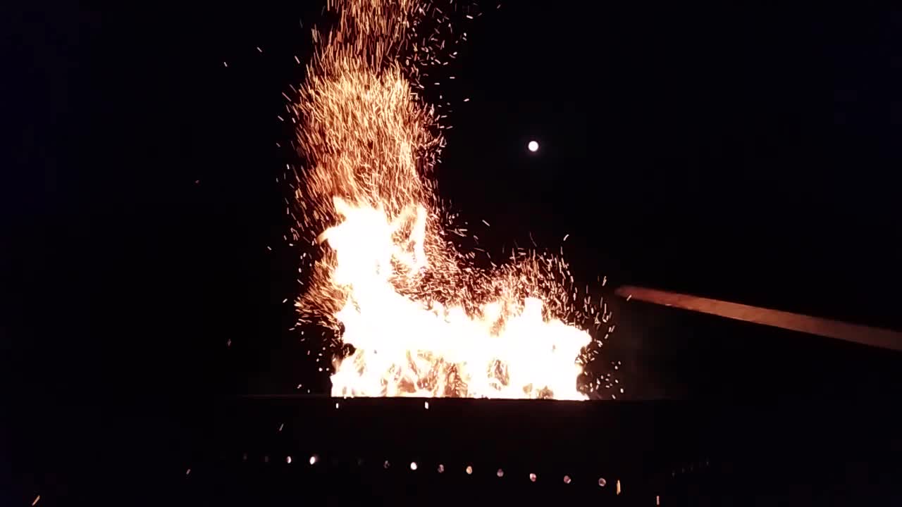 Fire and Sparks at Night