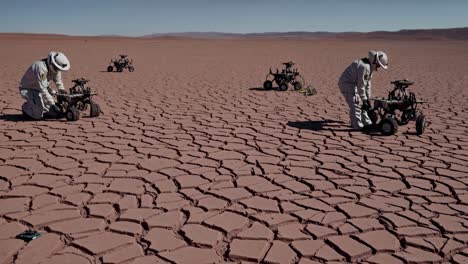 mars exploration rover testing in dry lake bed