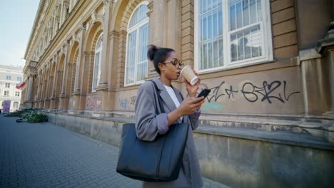 businesswoman walking in city