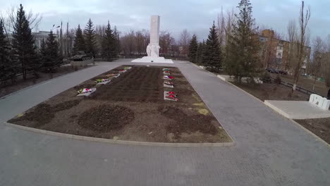 Flying-over-the-memorial-and-eternal-fire