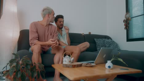 two men relaxing at home