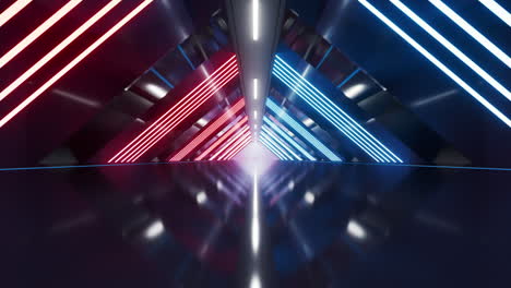 túnel oscuro con luz brillante iluminado, renderización en 3d.