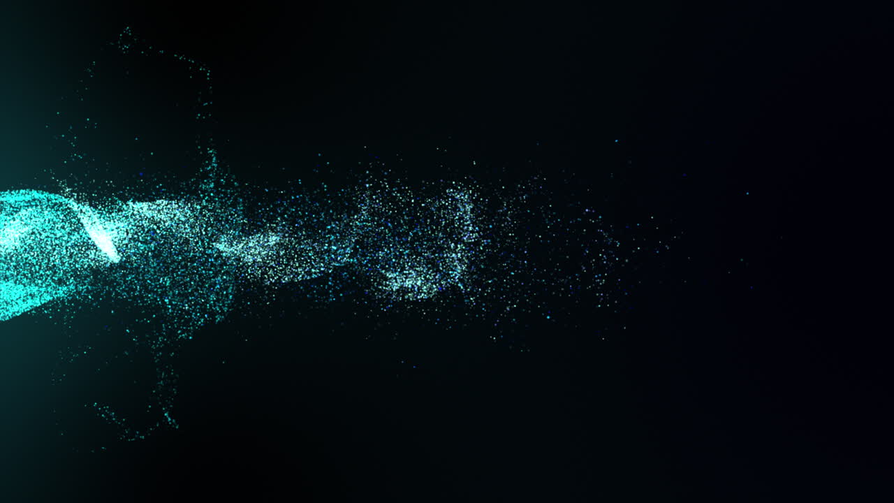 Futuristic colorful particles explosion shock wave flowing in cyber space defocused abstract background