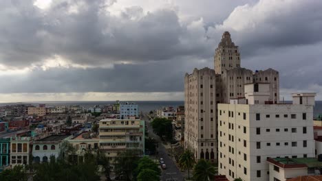 beautiful aerial time lapse view of the havana city, capital of cuba, during a vibrant cloudy day