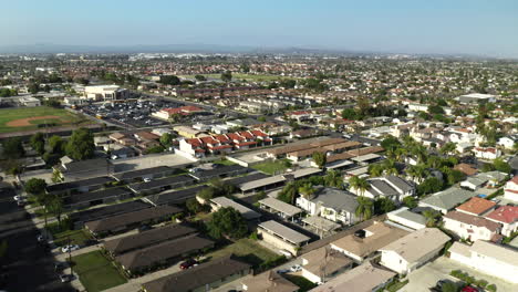 Drone-shot-of-Cypress,-California-in-Orange-County