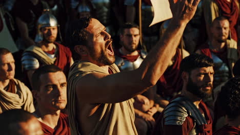 roman army general addressing troops