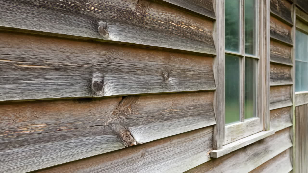 Weathered Wooden Siding and Window Detail