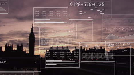 animation of data processing over london cityscape