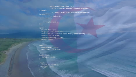 Animation-of-data-processing-over-flag-of-algeria