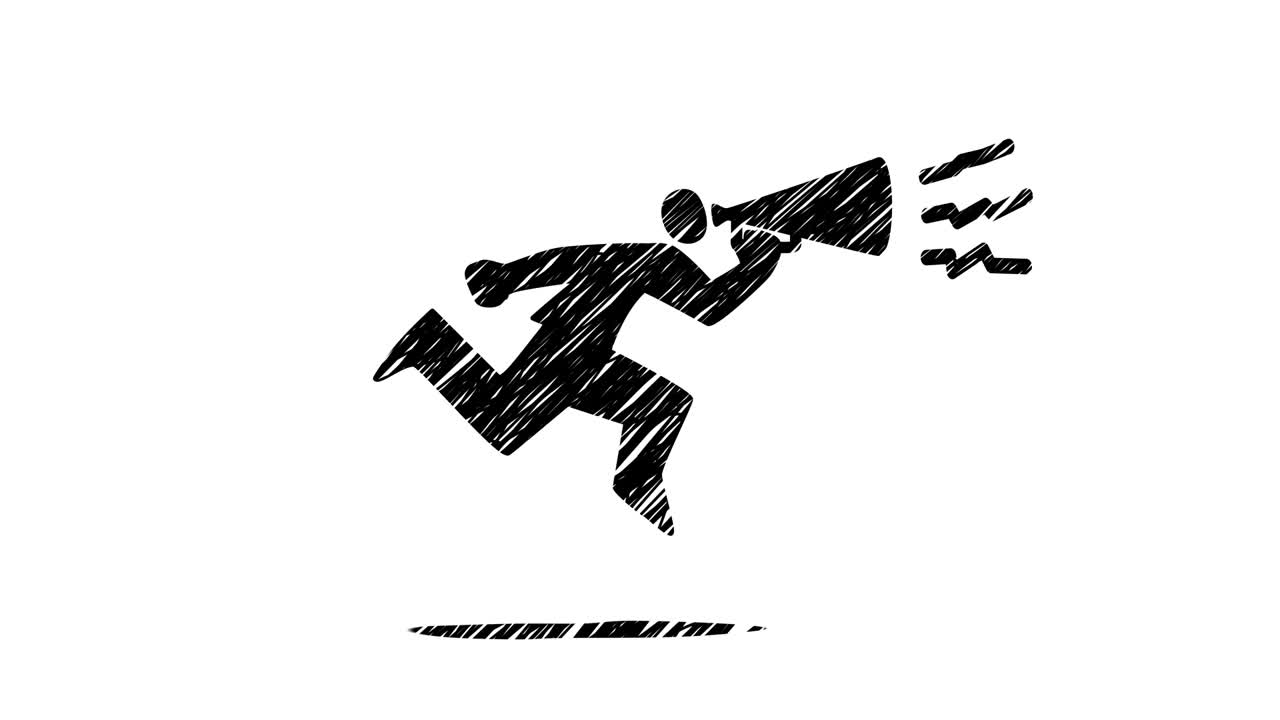 메가폰으로 비명을 지르는 남자