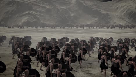 two big ancient armies facing eachother in a battlefield