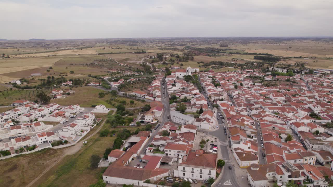Establishing shot of picturesque town Castro Verde, Portugal