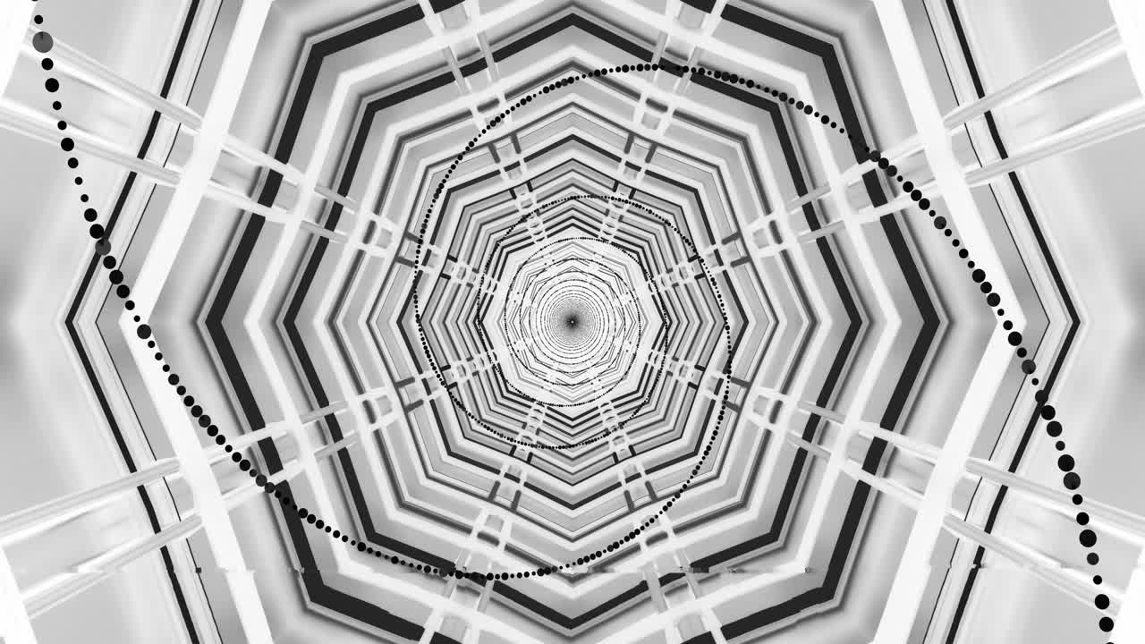 Step into a captivating tunnel that draws you in with intricate patterns and smooth transitions. This seamless looping visual creates a hypnotic atmosphere perfect for relaxation