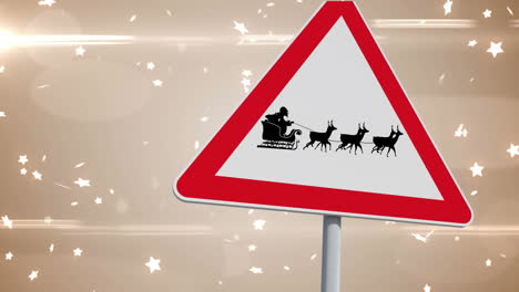 animation of stars falling over warning sing