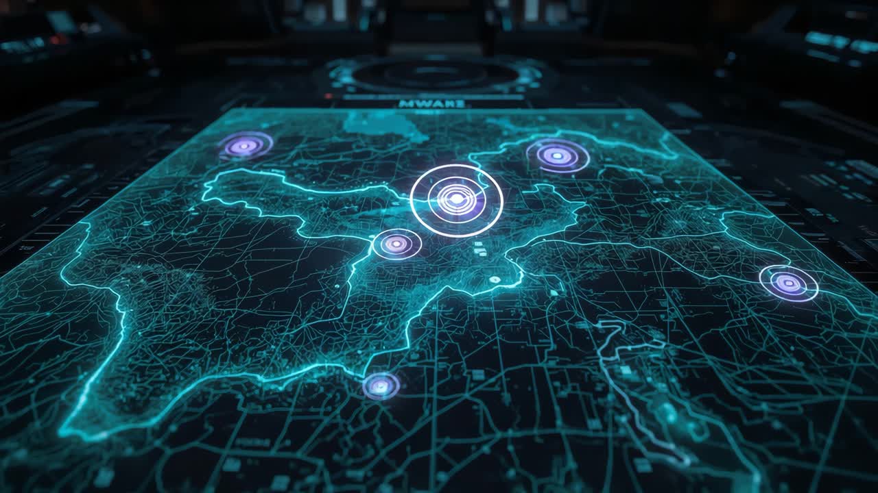 Futuristic City Map Display