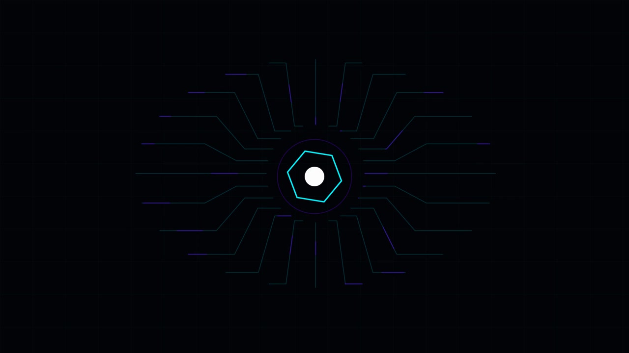 Abstract Digital Hexagon Interface with Pulsing Light