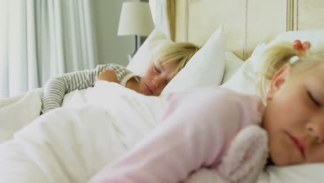 kids sleeping on bed 4k
