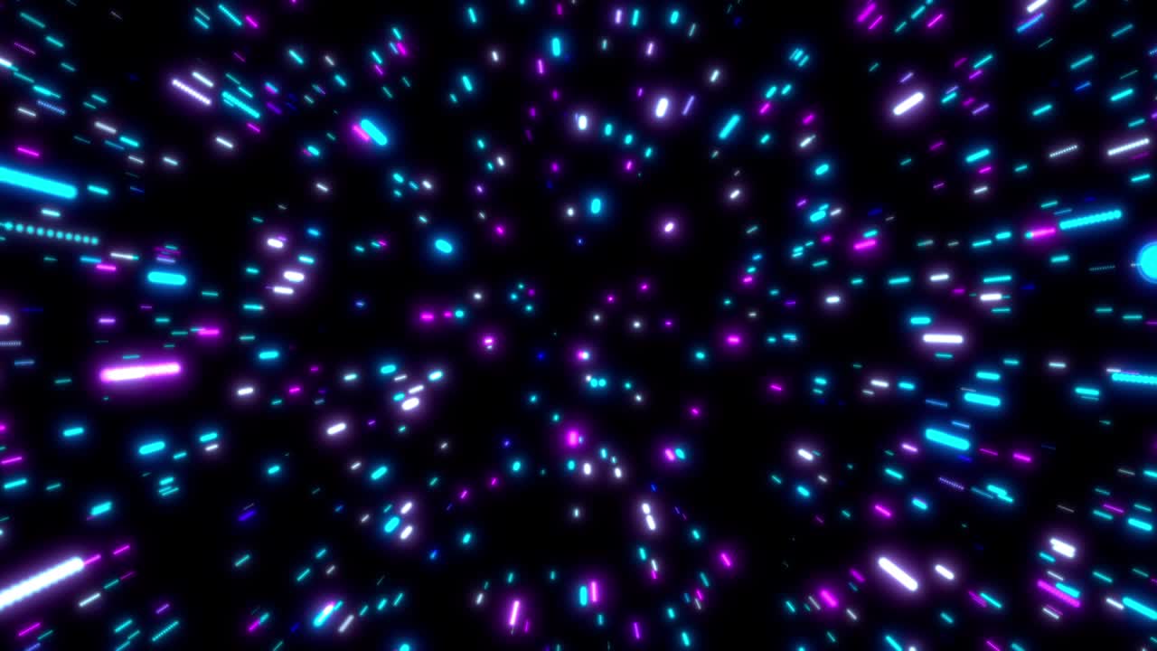 líneas de neón brillantes túnel. azul rojo rosa y violeta iluminación de colores. bucle sin costuras fondo 4k para red, grandes datos, centro de datos, servidor, internet, velocidad. render 3d