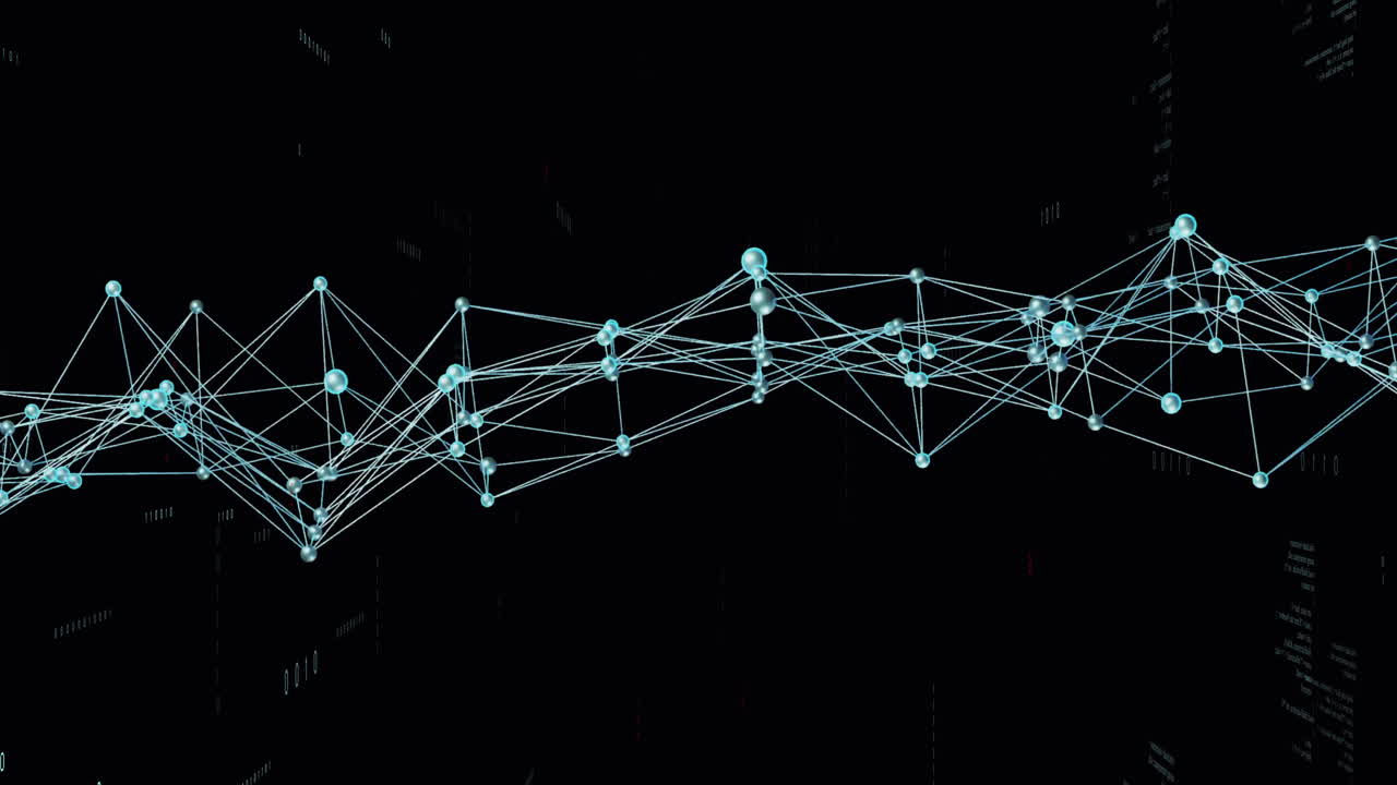 animación de la red de conexiones sobre el procesamiento de datos sobre fondo negro
