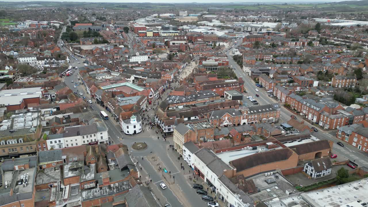 stratford upon avon centro de la ciudad inglaterra creciente drone vista aérea