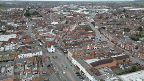 stratford upon avon town centre england rising drone aerial view