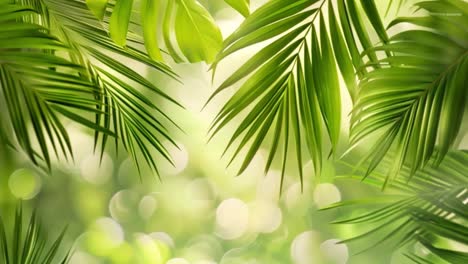 lush green palm leaves with bokeh background