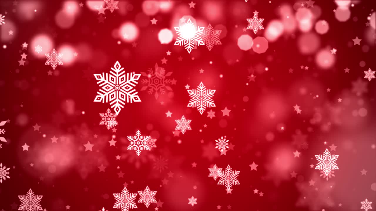 Beautiful Abstract light Red loopable winter falling snowflakes snow loop background