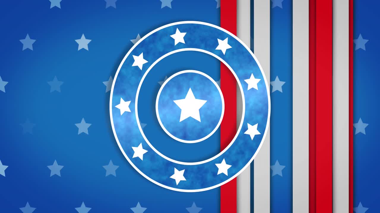 Animation of blue circles with stars over stripes and stars on blue background