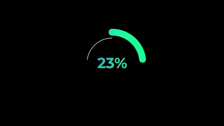 Circle percentage Loading Transfer Download Animation 0-25% in Green science effect.