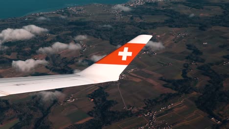 airplane window view, over switzerland