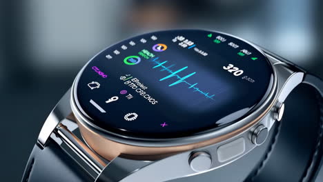 smartwatch displaying health and heart rate data